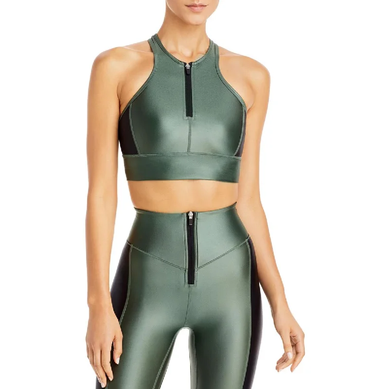 All Access Womens Shimmer Zipper Front Sports Bra