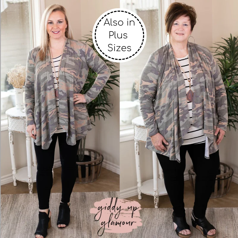 Last Chance Size Small & Med. | Under Cover Long Sleeve Cardigan in Camouflage