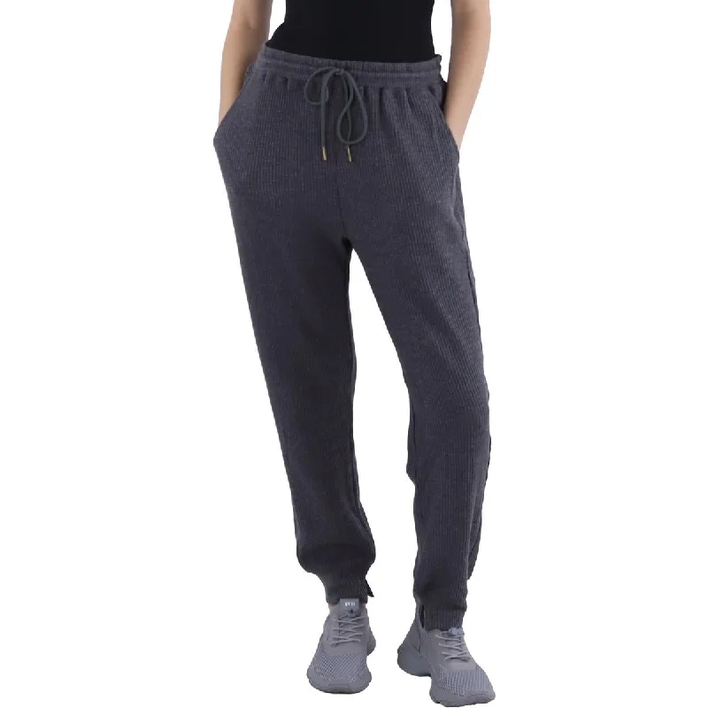 Womens Waffle Knit Drawstring Jogger Pants