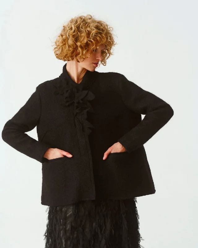 Flower Neck Wool Coat