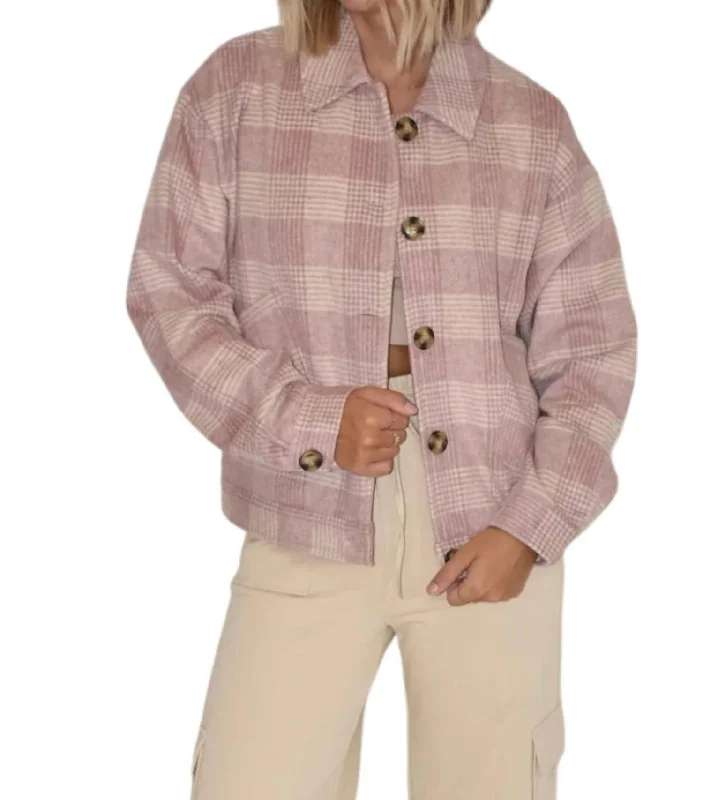 Josie Flannel Shacket In Pink