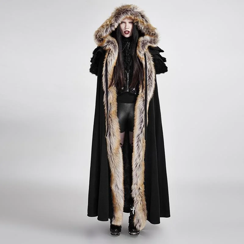 Women's Gothic Woolen Hooded Maxi Coat