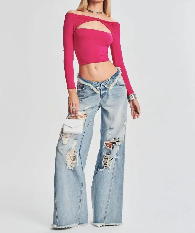 Ollie Wide Leg Jeans In Coastline