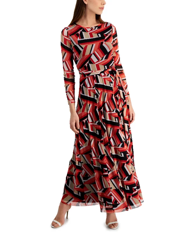 Anne Klein Geometric Print Maxi Dress