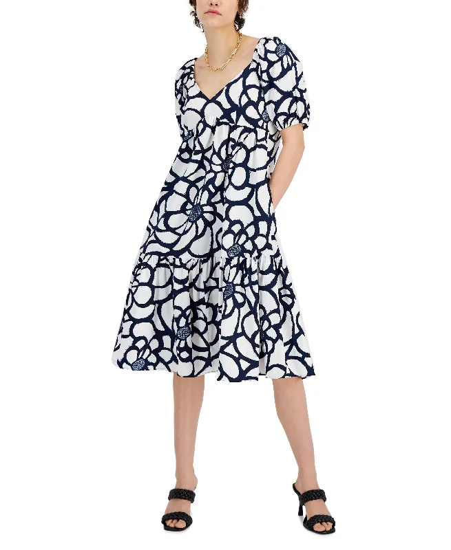 INC International Concepts Printed A Line Midi Dress