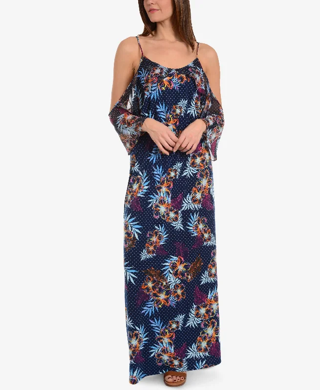 NY Collection Bell Sleeve Cold Shoulder Maxi Dress