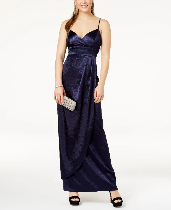 Teeze Me Juniors Satin Spaghetti Strap Gown