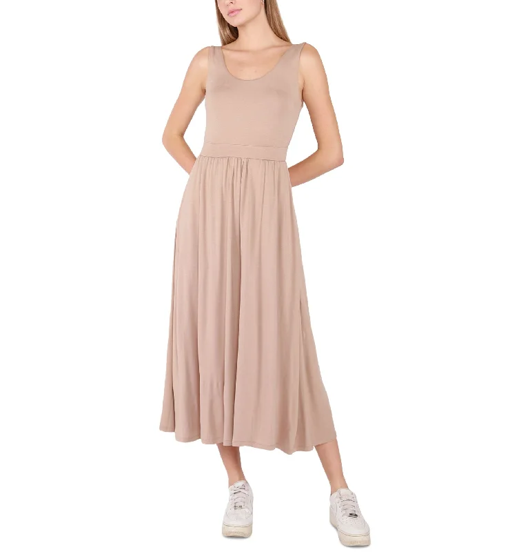 Women's Banded-Waist Knit Sleeveless Midi Dress