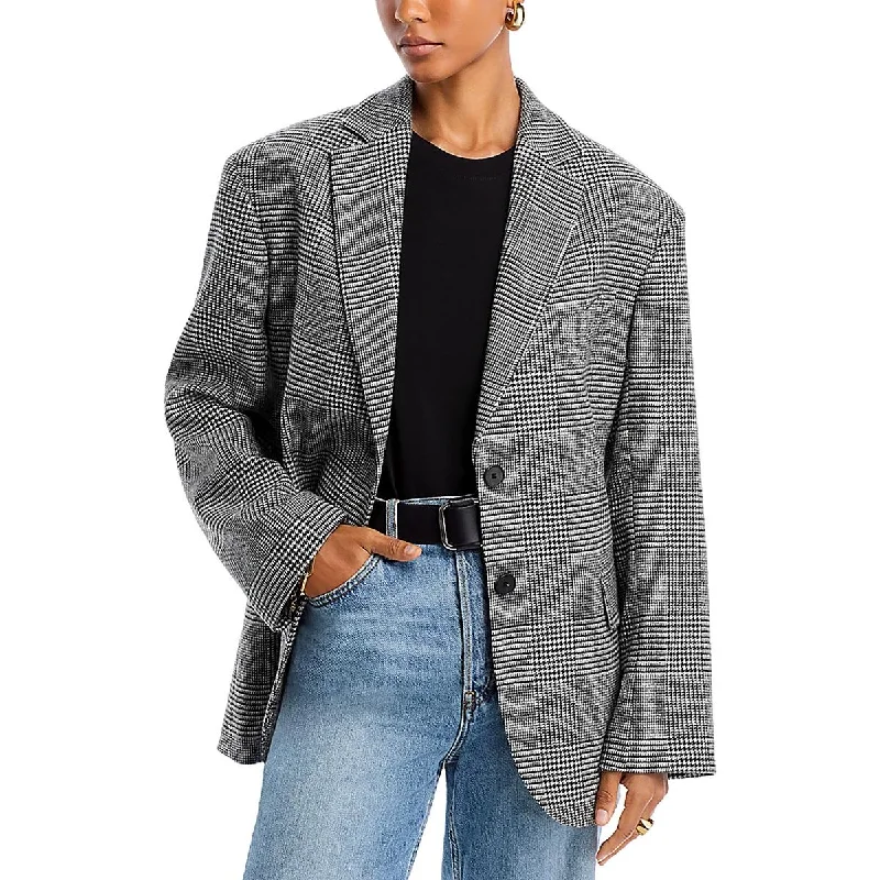 Anine Bing Womens Houndstooth Workwear Two-Button Blazer