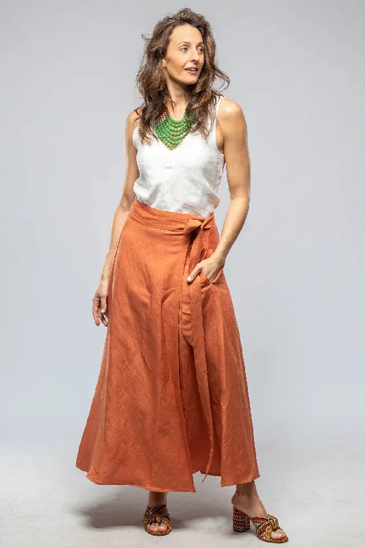 Casandra Wrap Linen Skirt In Persimmons