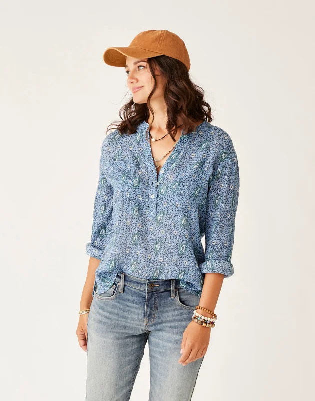 Dylan Gauze Shirt: Storm Paisley