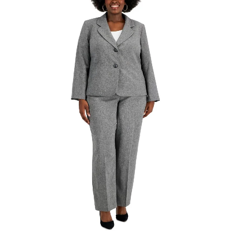 Le Suit Womens Plus Woven Long Sleeves Two-Button Blazer