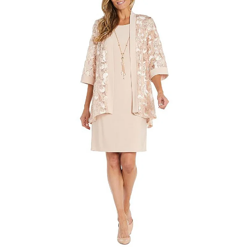 R&M Richards Womens Lace Embroidered Duster Blazer