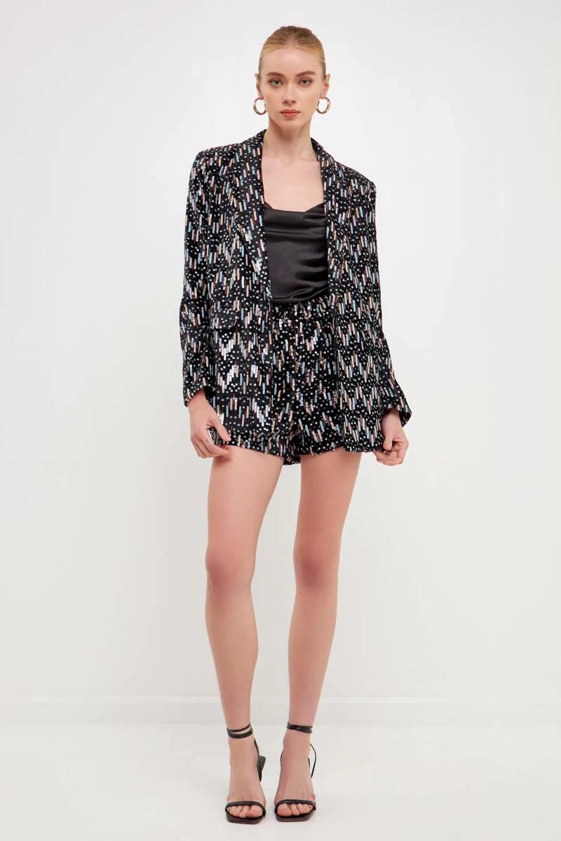 Sequin Single-Breasted Blazer