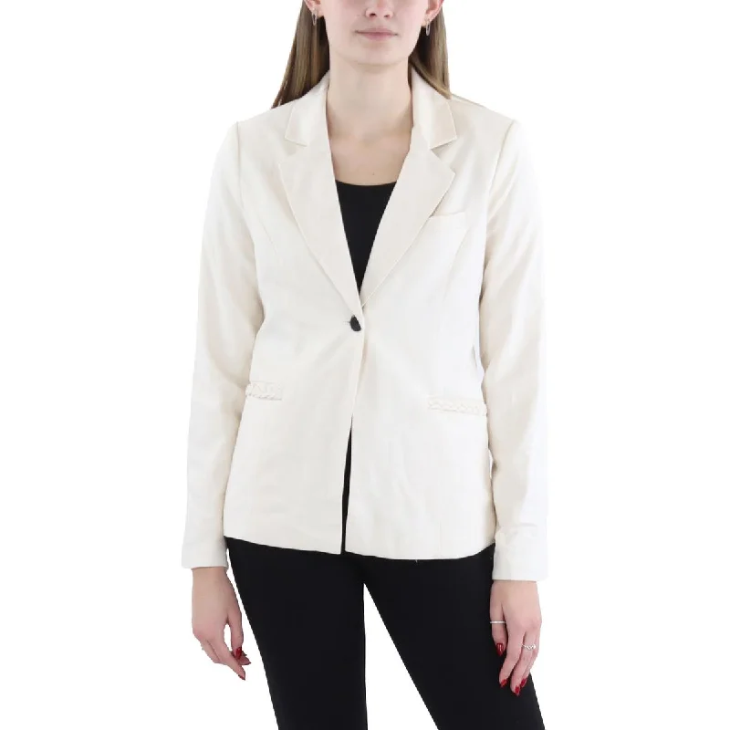 T Tahari Womens Braided Trm Workwear One-Button Blazer