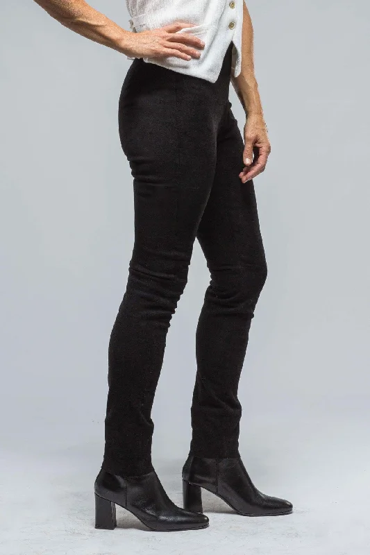 Tania Stretch Suede Pant In Black