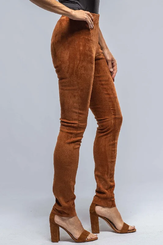 Tania Stretch Suede Pant In Cognac