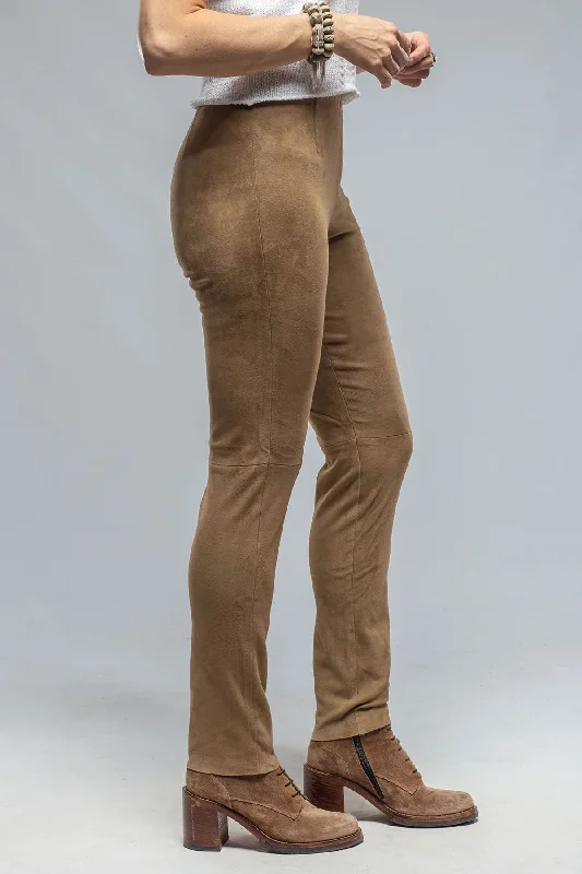 Tania Stretch Suede Pant in Desert Sand