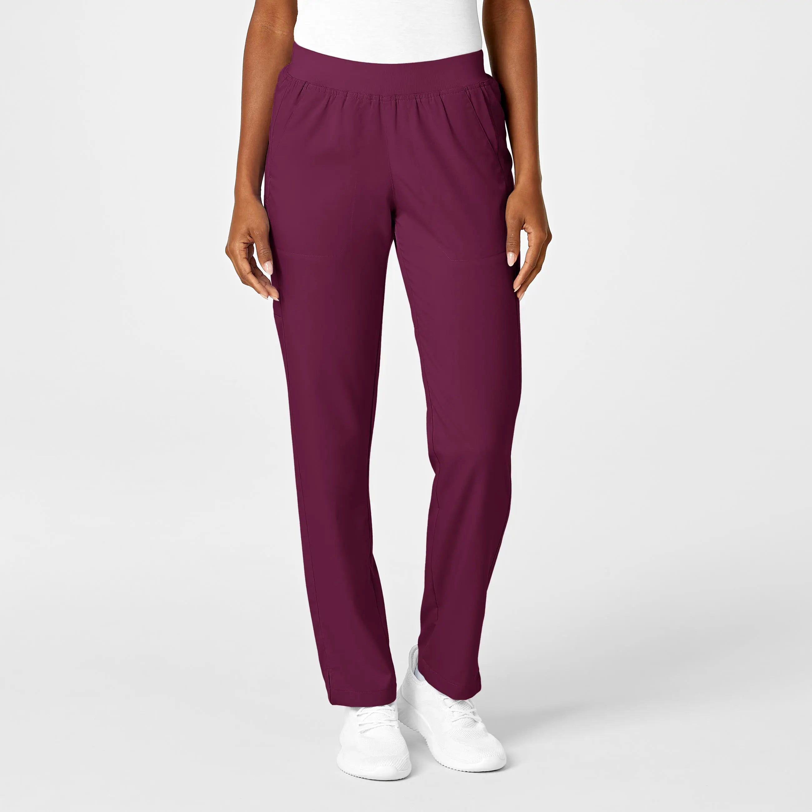 Wink Women's Knit Waist Cargo Scrub Pant - Wine