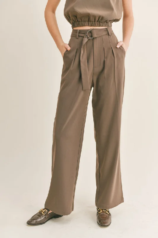 Sage the Label Winona Belted Trousers in Oak