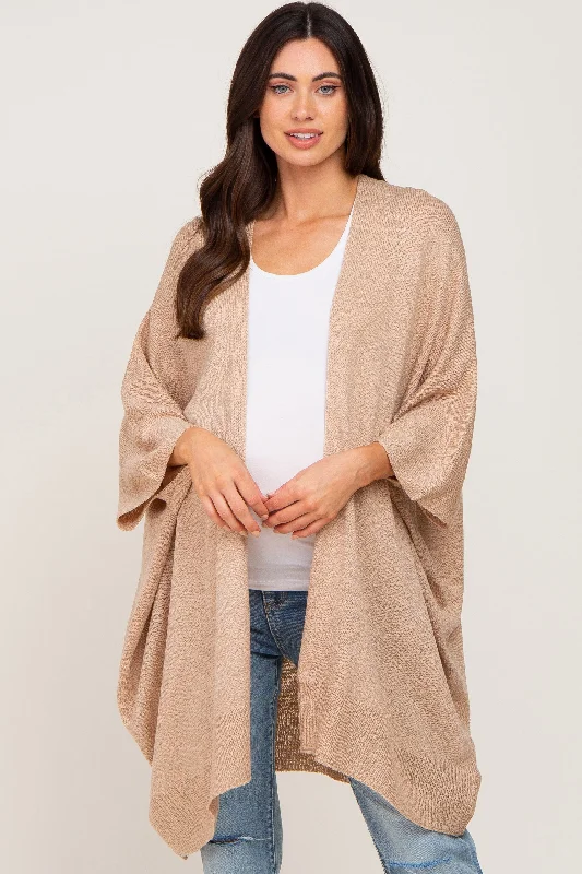 Taupe Knit Open Front Maternity Cardigan